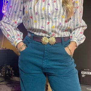 COPY - Vtg CACTUS JEANS Women's 10 30” waist Vintage Teal Jeans High Rise Taper…